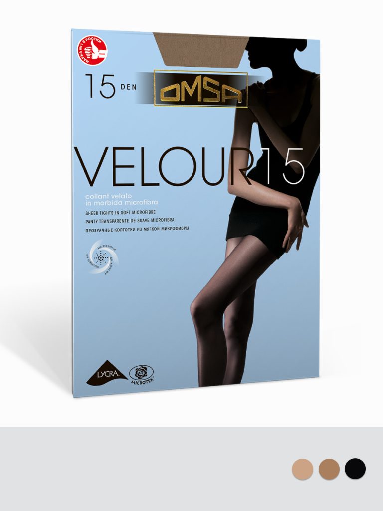 Колготки женские OMSA Velour 15 den, тонкие, микрофибра