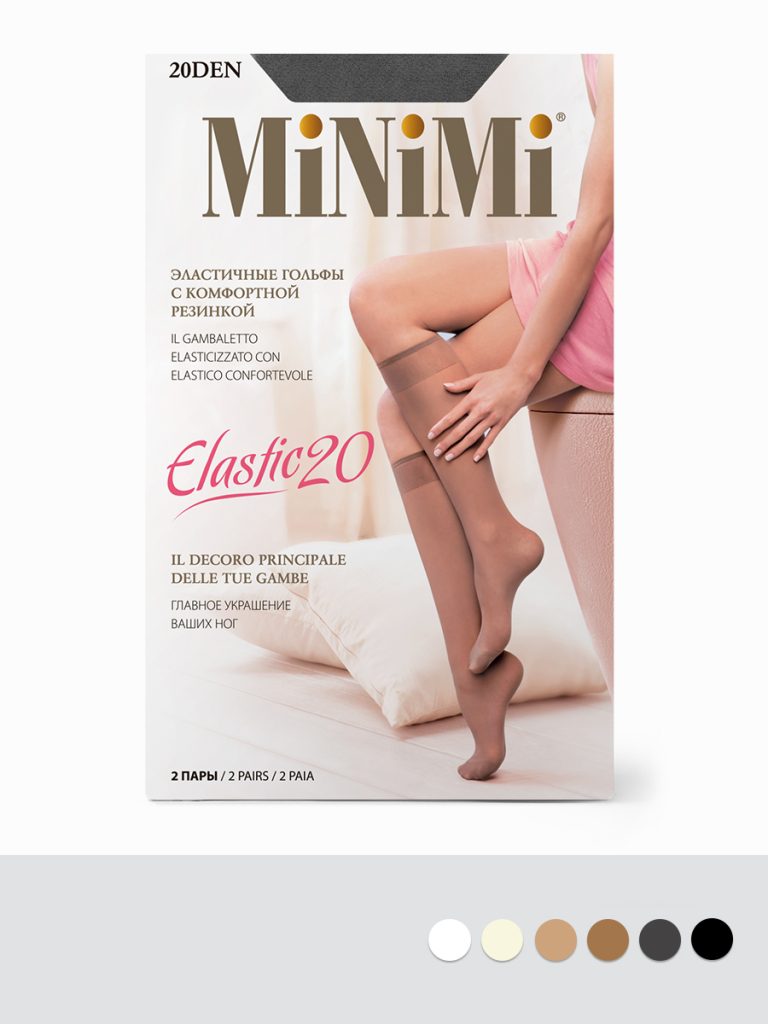 Гольфы женские Minimi Elastic 20 den тонкие, 2 пары в упаковке