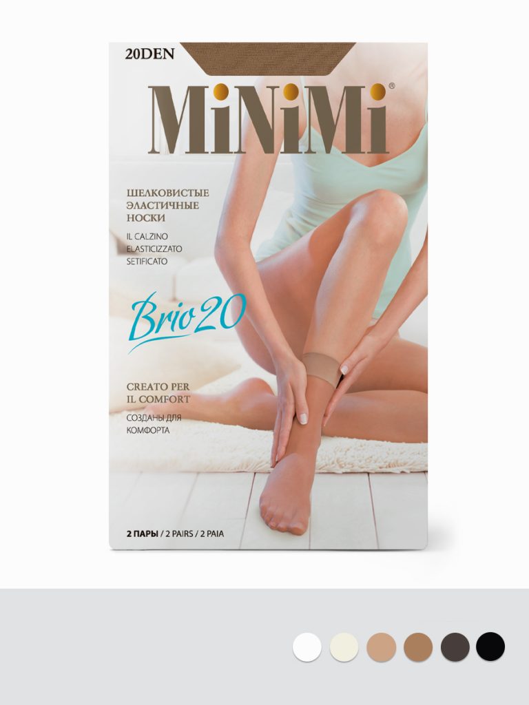 Носки женские Minimi Brio 20 den с шелковистым эффектом, 2 пары