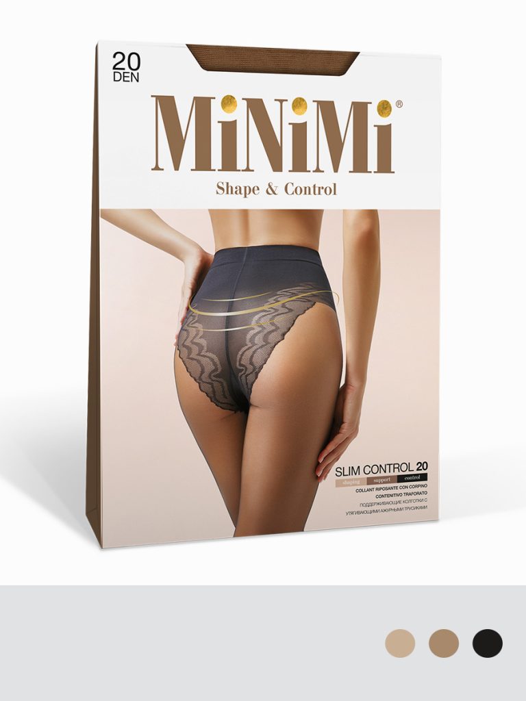 Колготки женские Minimi Slim Control 20 den, утяжка ажурными трусиками