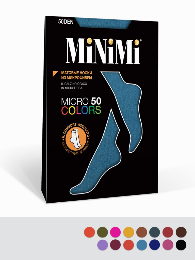 Носки женские MINIMI Micro Colors 50 den, цветная микрофибра