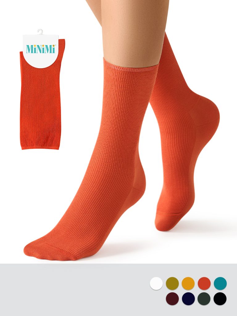 Носки женские Minimi Fresh 4103 высокие в рубчик, 6 цветов