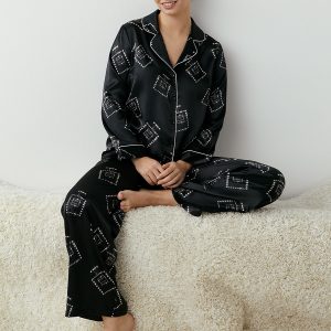 Пижама OMSA LOVE рубашка и брюки с принтом, искусственный шёлк
