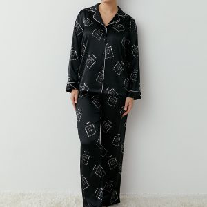 Пижама OMSA LOVE рубашка и брюки с принтом, искусственный шёлк