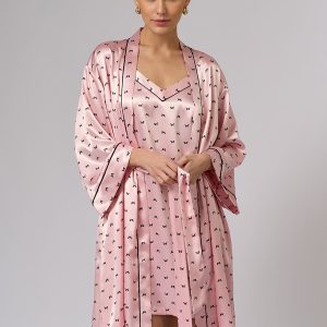 Сорочка OMSA Pink Love укороченная с принтом, узкие бретели