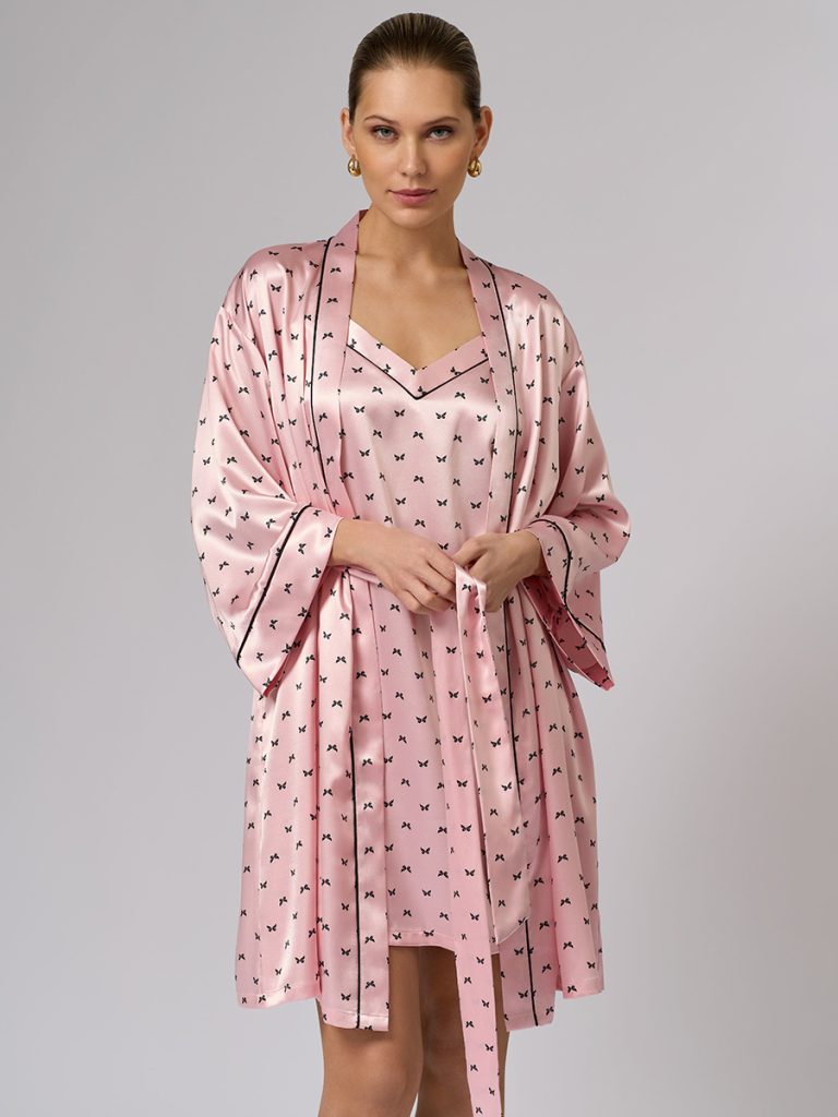 Сорочка OMSA Pink Love укороченная с принтом, узкие бретели