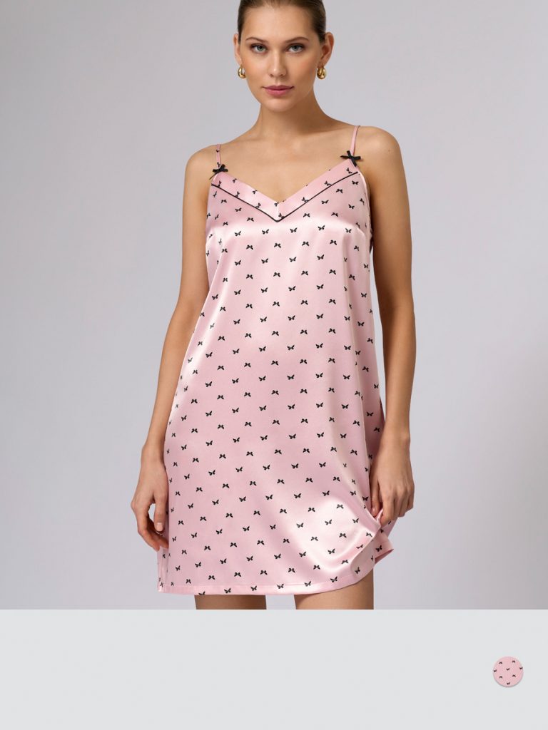 Сорочка OMSA Pink Love укороченная с принтом, узкие бретели