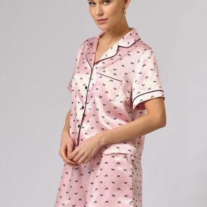 Пижама OMSA Pink Love рубашка укороченная и шорты, искусственный шёлк