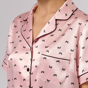 Пижама OMSA Pink Love рубашка укороченная и шорты, искусственный шёлк