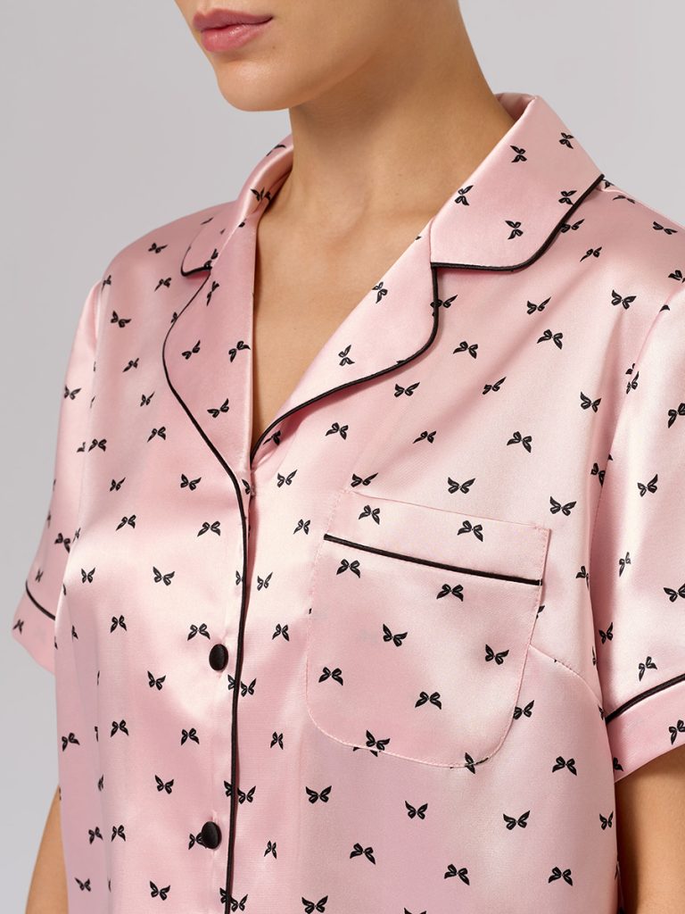 Пижама OMSA Pink Love рубашка укороченная и шорты, искусственный шёлк