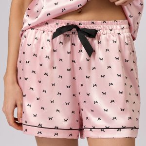 Пижама OMSA Pink Love рубашка укороченная и шорты, искусственный шёлк