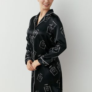 Пижама Рубашка пижамная OMSA LOVE удлинённая с принтом, искусственный шёлк