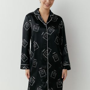 Пижама Рубашка пижамная OMSA LOVE удлинённая с принтом, искусственный шёлк