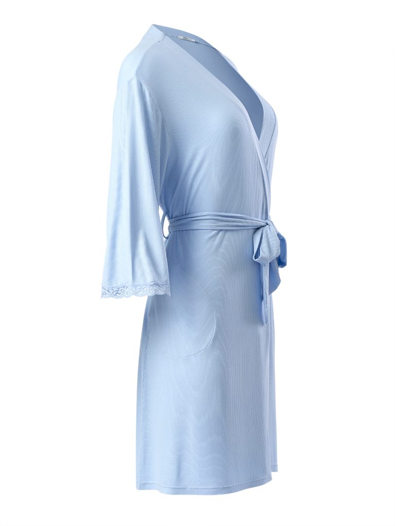 Халат OMSA Elegante с запахом, отделка кружевом, вискоза