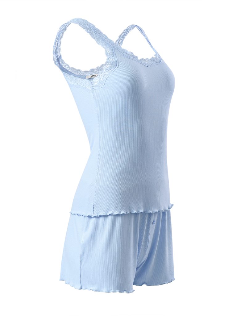 Пижама OMSA Elegante топ на широких бретелях с кружевом и шорты, вискоза