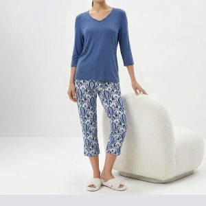 Пижама SISI Oriente лонгслив и бриджи, колоритный принт, вискоза