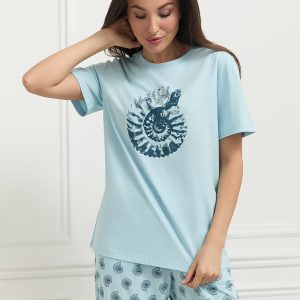 Пижама OMSA Nautilus футболка и брюки с трендовым принтом, хлопок