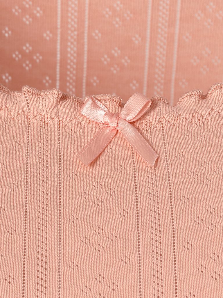 Пижама OMSA Pointelle Chic лонгслив и брюки широкие, ажурный хлопок