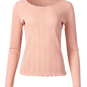 Пижама OMSA Pointelle Chic лонгслив и брюки широкие, ажурный хлопок