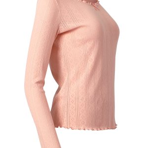Пижама OMSA Pointelle Chic лонгслив и брюки широкие, ажурный хлопок