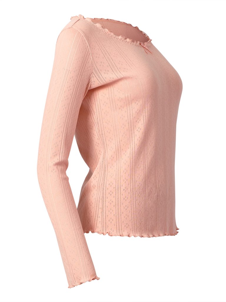 Пижама OMSA Pointelle Chic лонгслив и брюки широкие, ажурный хлопок