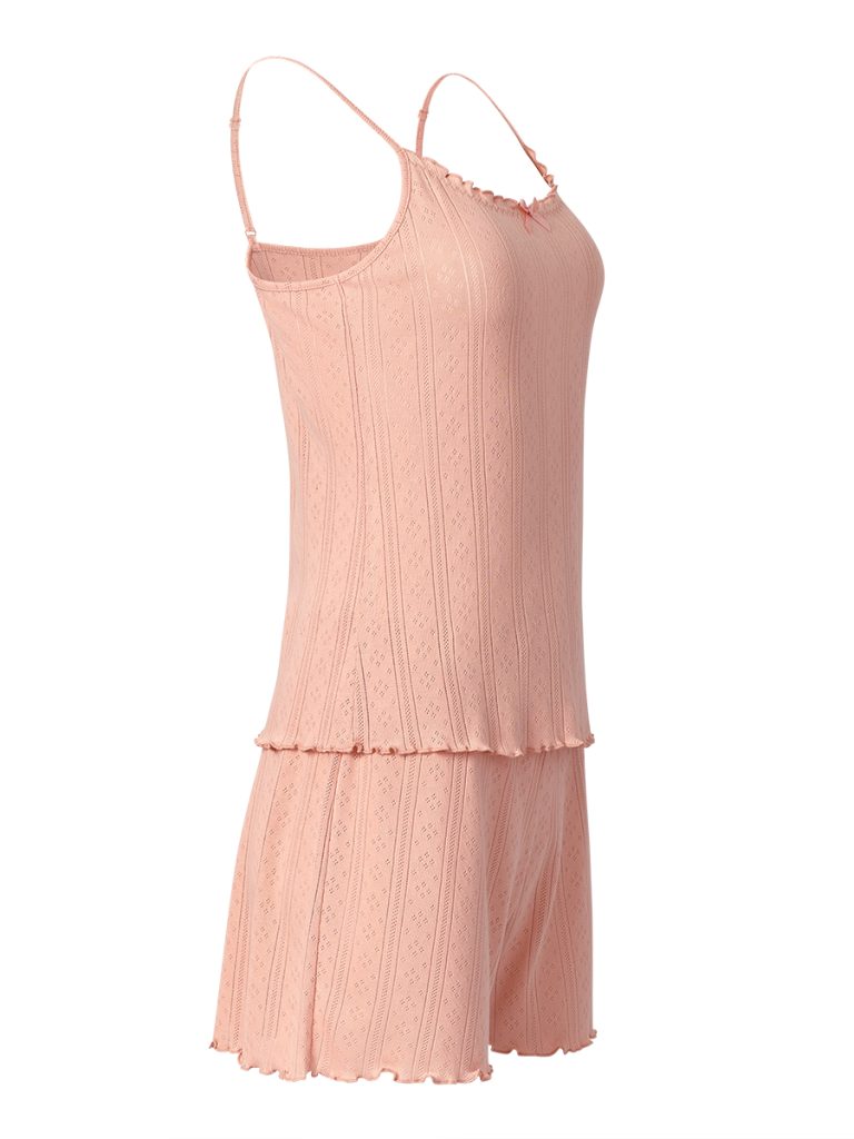 Пижама OMSA Pointelle Chic топ на бретелях и шорты, ажурный хлопок