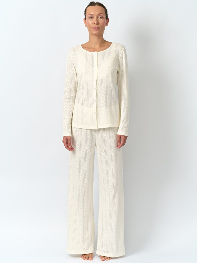 Пижама OMSA Pointelle Chevrone блуза и брюки широкие, ажурный хлопок