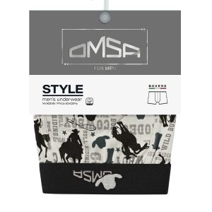 Боксеры мужские OMSA Style хлопковые с принтом, серая гамма
