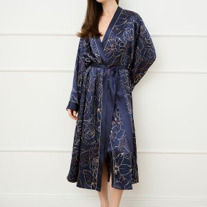 Халат OMSA Rosa с запахом, до середины икры, искусственный шёлк