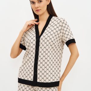 Пижама OMSA Alta Moda рубашка короткий рукав и брюки прямые, хлопок