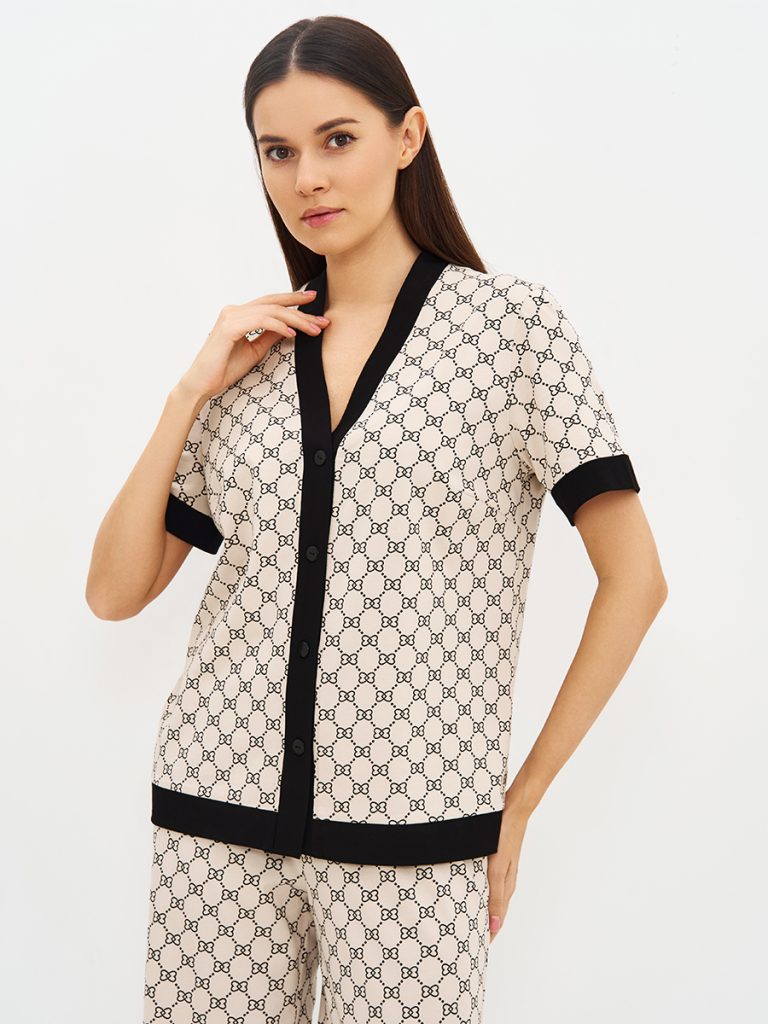 Пижама OMSA Alta Moda рубашка короткий рукав и брюки прямые, хлопок