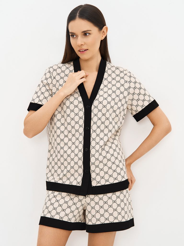 Пижама OMSA Alta Moda рубашка короткий рукав и шорты, хлопок