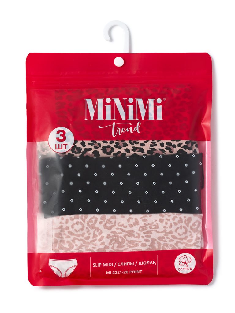 Трусы-слипы миди MINIMI Mi 2221-26 Print, хлопок с принтом