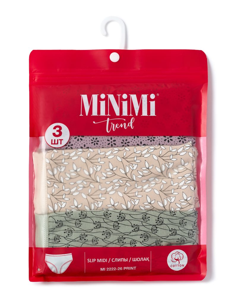 Трусы-слипы миди MINIMI Mi 2222-26 Print, хлопок с принтом