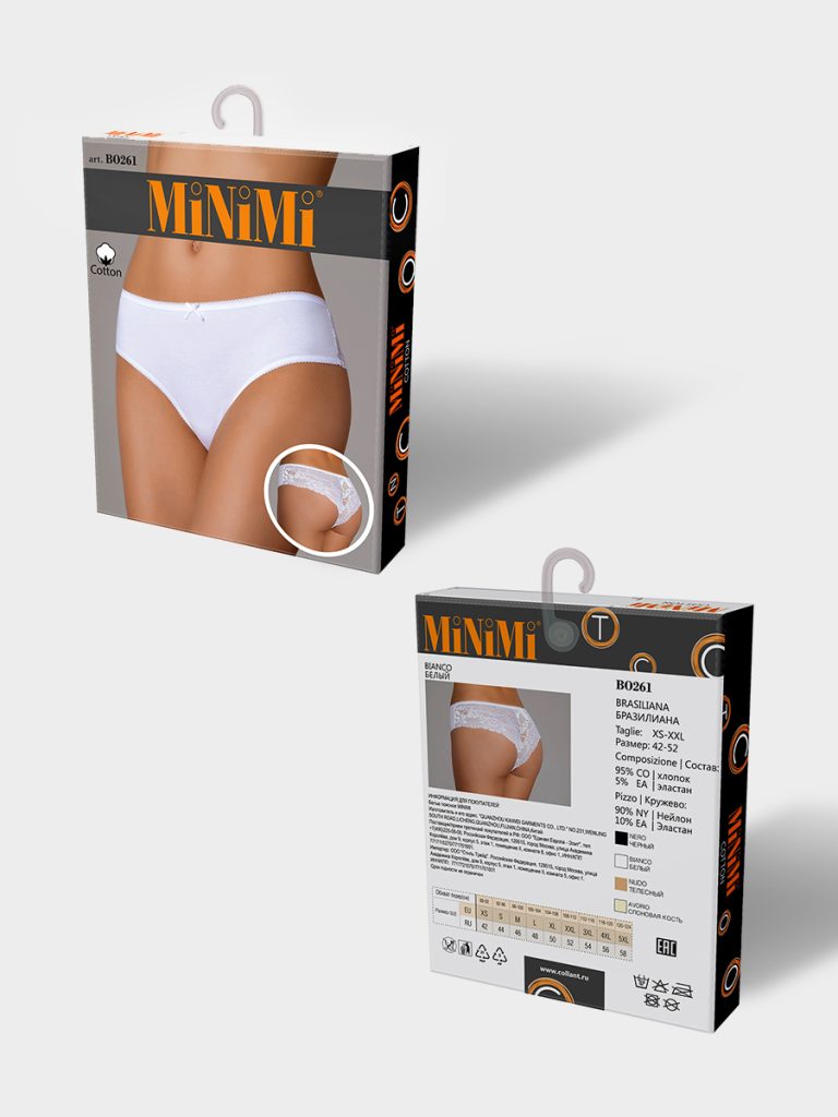 Трусы-бразилиана MINIMI BO261 хлопок с кружевом