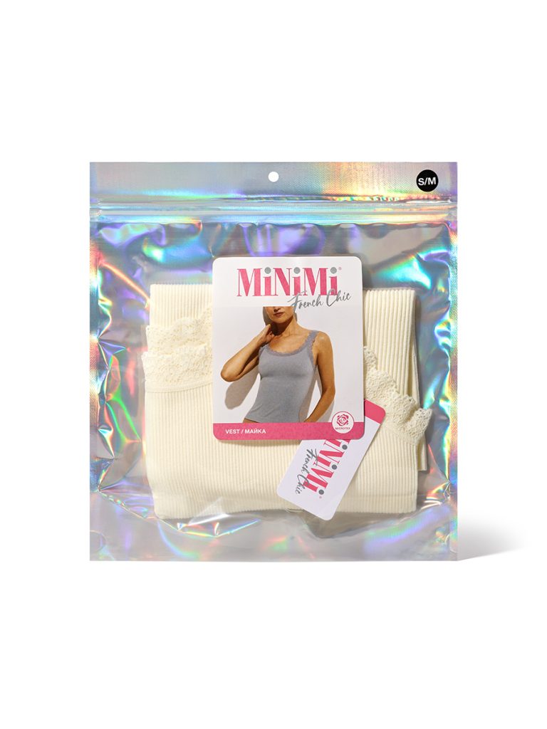 Майка MINIMI French Chic на широких кружевных бретелях, бесшовная
