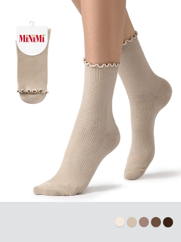 Носки женские Mini Trend 4220, рубчик, волнистый борт, хлопок