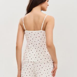 Пижама OMSA Pointelle Print топ на бретелях и шорты с гульфиком, ажурный хлопок