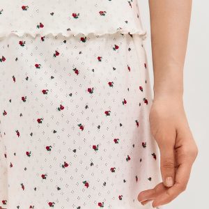 Пижама OMSA Pointelle Print топ на бретелях и шорты с гульфиком, ажурный хлопок