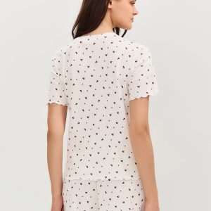 Пижама OMSA Pointelle Print футболка и шорты с гульфиком, ажурный хлопок