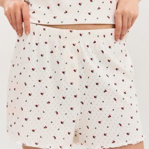Пижама OMSA Pointelle Print футболка и шорты с гульфиком, ажурный хлопок