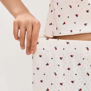 Пижама OMSA Pointelle Print футболка и шорты с гульфиком, ажурный хлопок