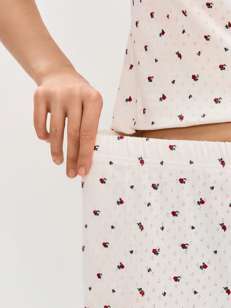Пижама OMSA Pointelle Print футболка и шорты с гульфиком, ажурный хлопок