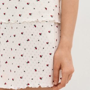 Пижама OMSA Pointelle Print футболка и шорты с гульфиком, ажурный хлопок