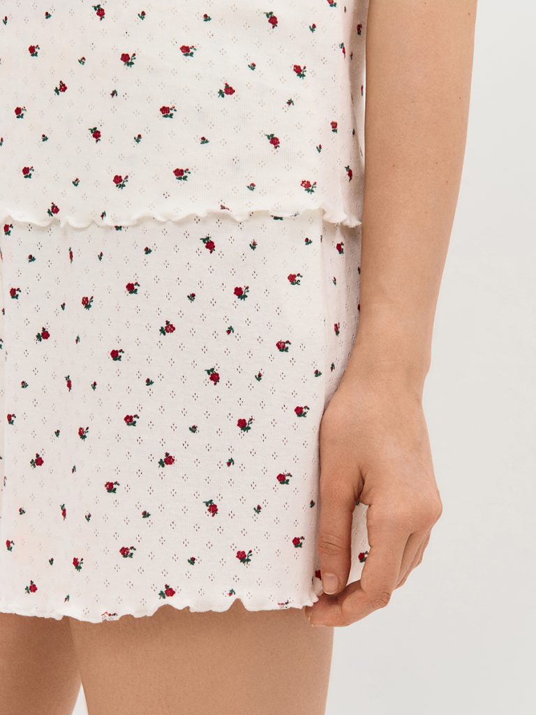 Пижама OMSA Pointelle Print футболка и шорты с гульфиком, ажурный хлопок