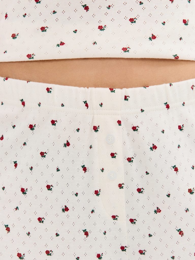 Пижама OMSA Pointelle Print футболка и брюки широкие с гульфиком, ажурный хлопок