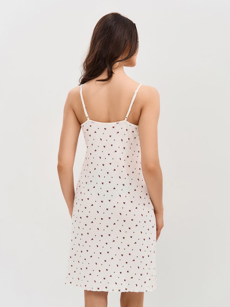 Сорочка ночная OMSA Pointelle Print, узкие бретели, ажурный хлопок