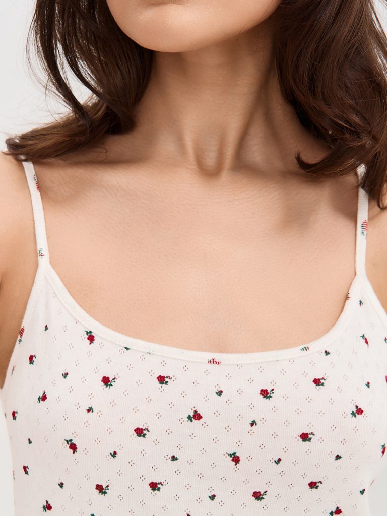 Сорочка ночная OMSA Pointelle Print, узкие бретели, ажурный хлопок