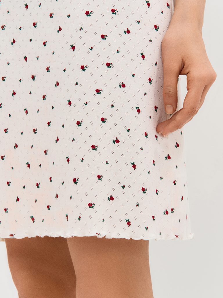 Сорочка ночная OMSA Pointelle Print, узкие бретели, ажурный хлопок