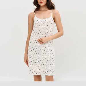Сорочка ночная OMSA Pointelle Print, узкие бретели, ажурный хлопок